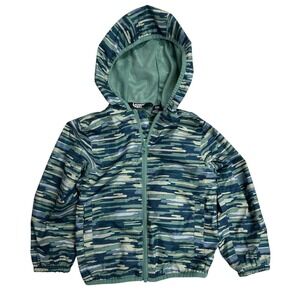 Lands End Kids Coat 2XS 2-3Y Windbreaker Full Zip Blue Green Lightweight Jacket